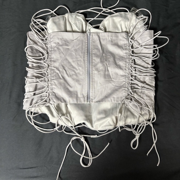 Cement Gray Ruched Drawstring Top - Picture 2 of 2